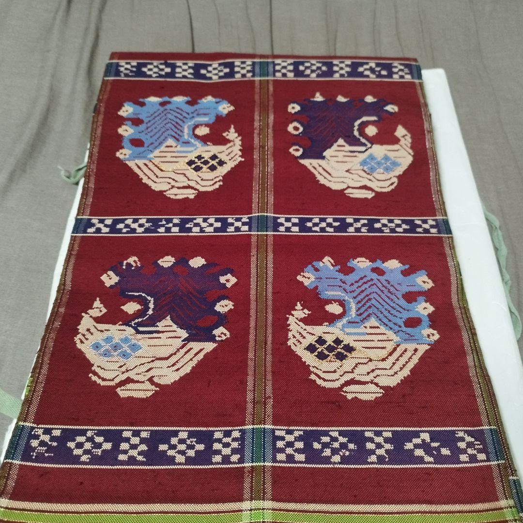 龍村平蔵製　本袋帯　甲比丹孔雀　紬地