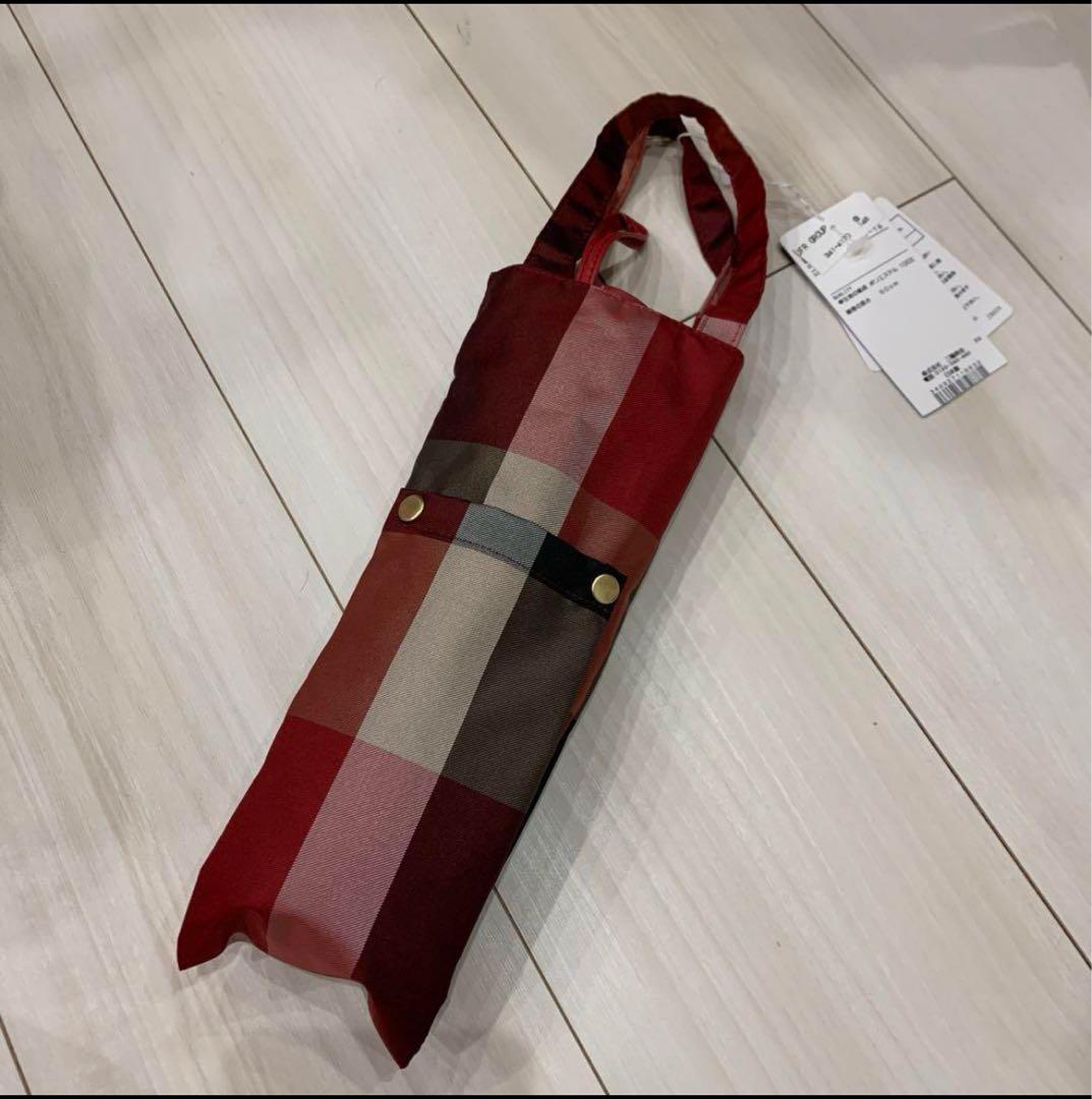 バーバリークレストブリッジ　折り畳み傘　赤チェック　タグ無し