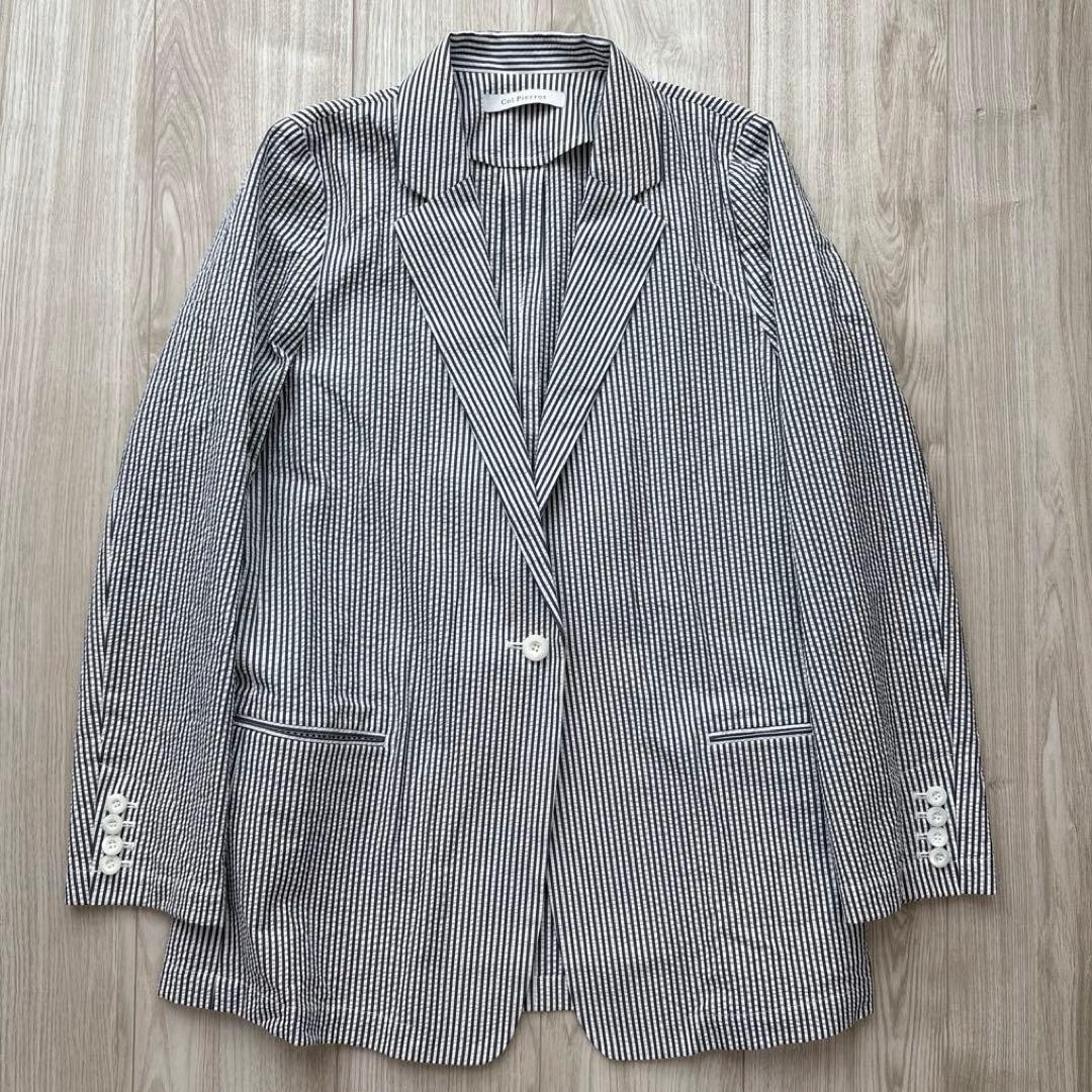 【極美品】Col Pierrot 現行 シアサッカージャケット 36 シルク混