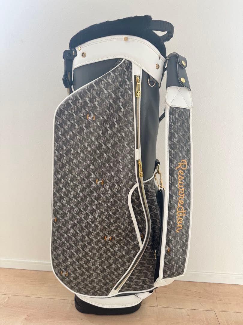 Resurrection 柄キャディバッグ ブラック ホワイト グレー スタンド