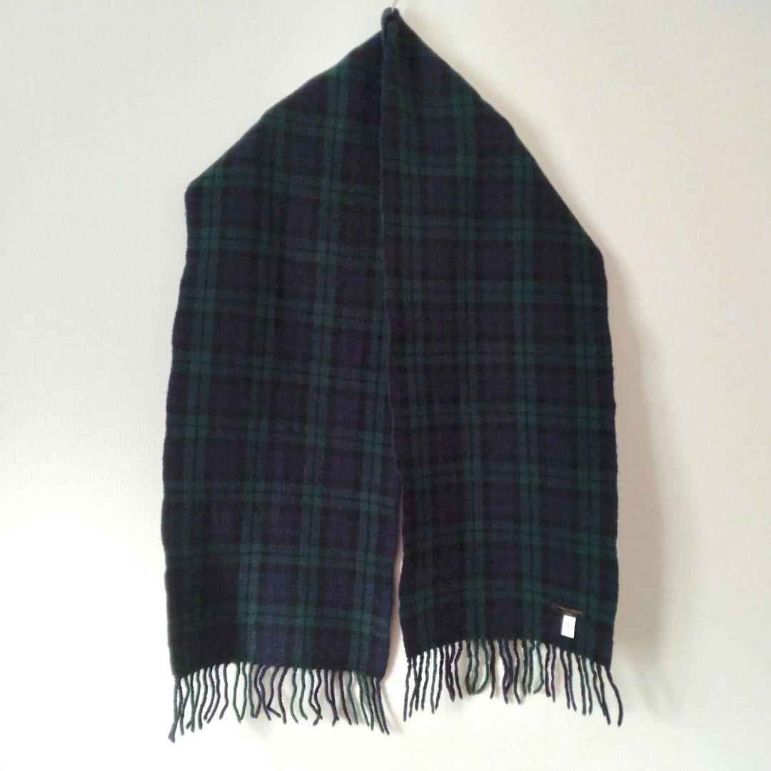 コムデギャルソンオム 縮絨 ウール マフラー ストール タータンチェック 緑 紺