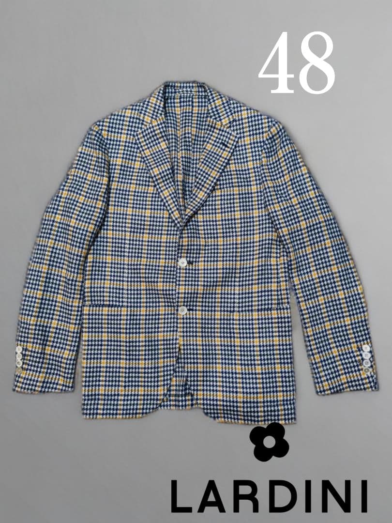 LARDINI　ラルディーニ リネンコットン チェックジャケット48