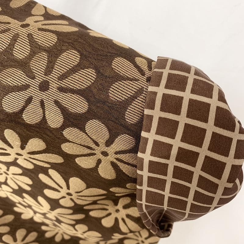 502mk12●きものやまと金ラベル ラメ糸入り 二重織物 紗×御召 濃茶●