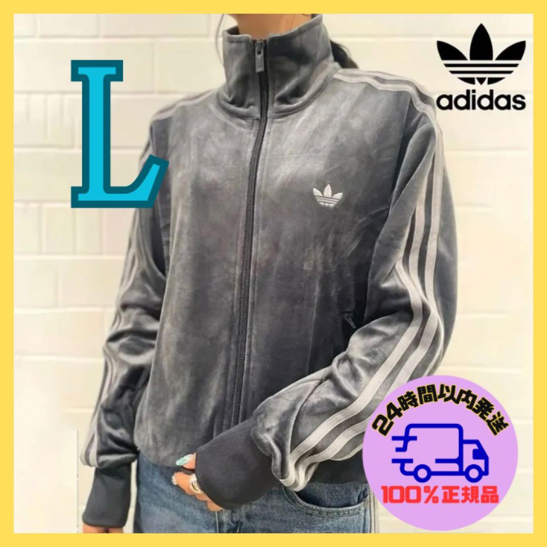 期間限定価格！adidas ファイヤーバード ベロア トラックトップ Lグレー