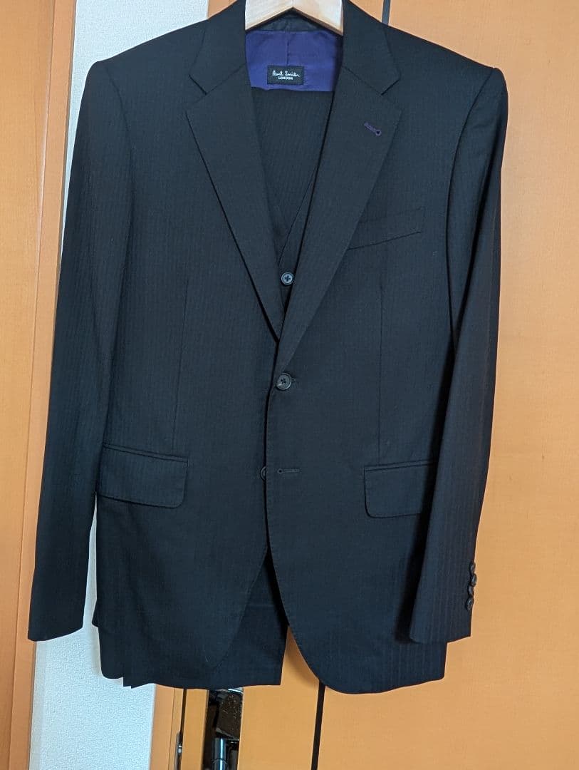 paul smith ブラックストライプスーツ3ピース