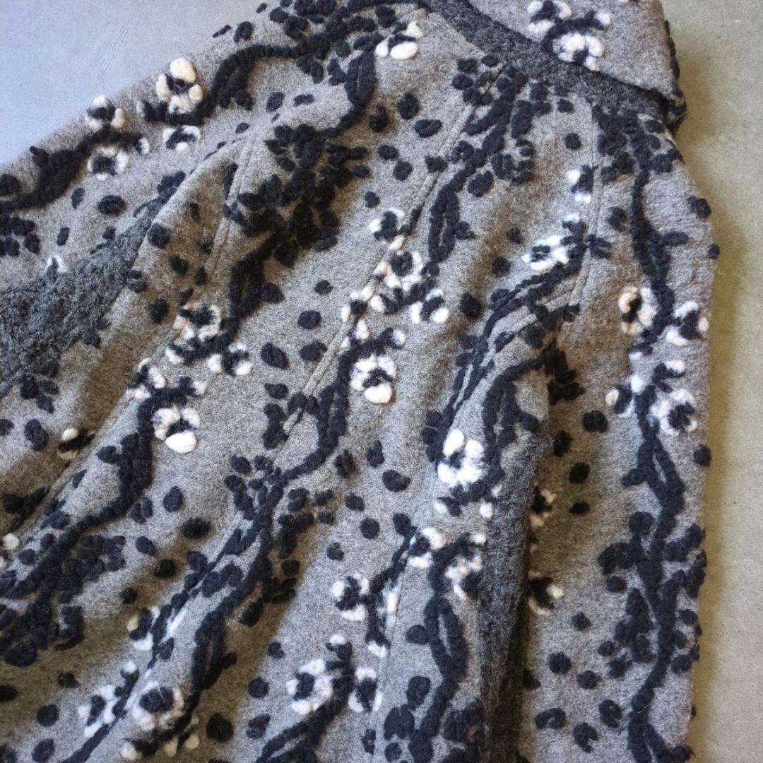 新品 akane アカネ コート M~L 花柄 ジャガード Aライン 高級感