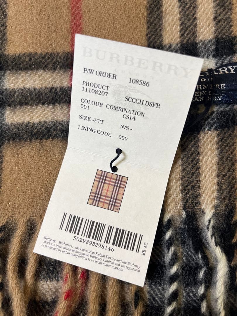 G609 未使用 タグ付き BURBERRY LONDON マフラー カシミア