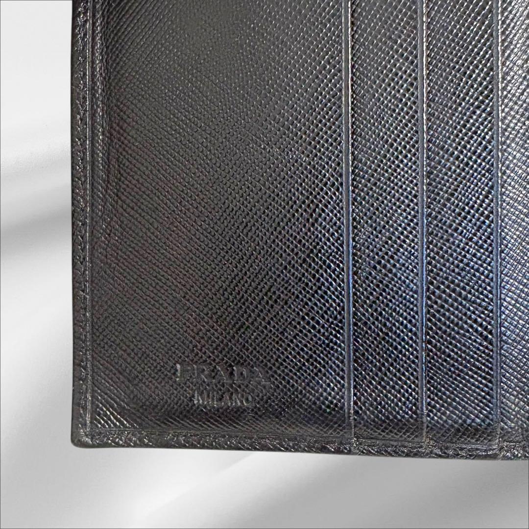 超極美品✨ PRADA プラダ 三つ折り財布 サフィアーノ ブラック 三角ロゴ