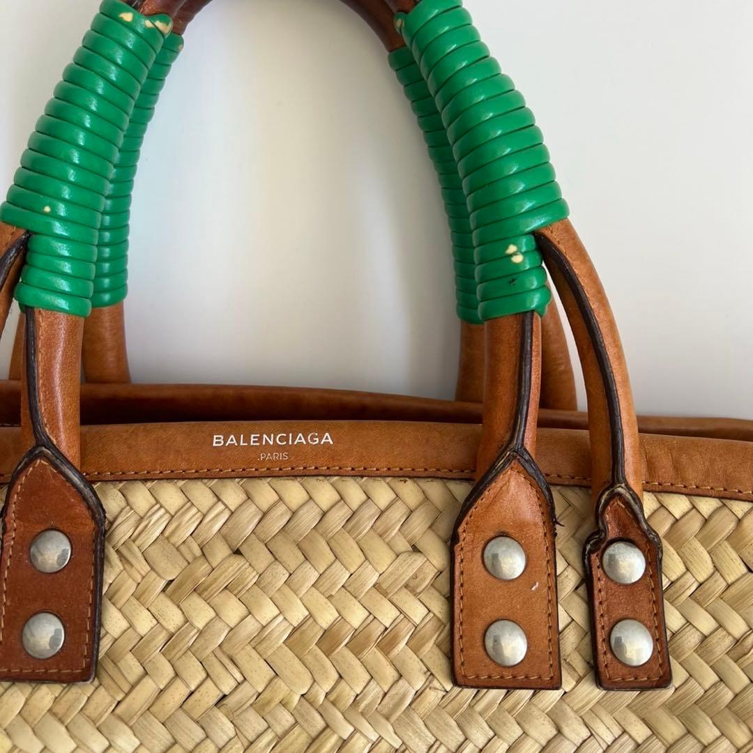 バッグ BALENCIAGA BISTRO PANIER STRAW HAND BAG