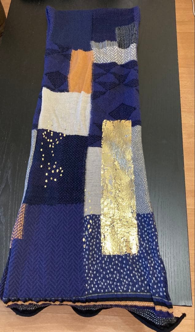 kapital キャピタル 縮絨ウールBOROパッチワークマフラー（箔プリント）