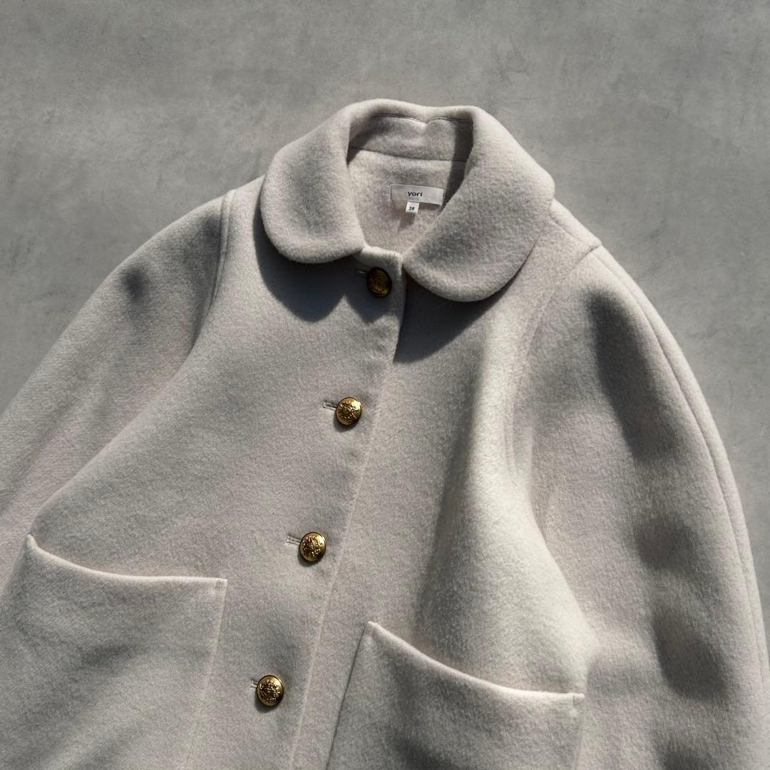 ヨリ　Yori　ラウンドカラーショートコート アイボリー　22AW