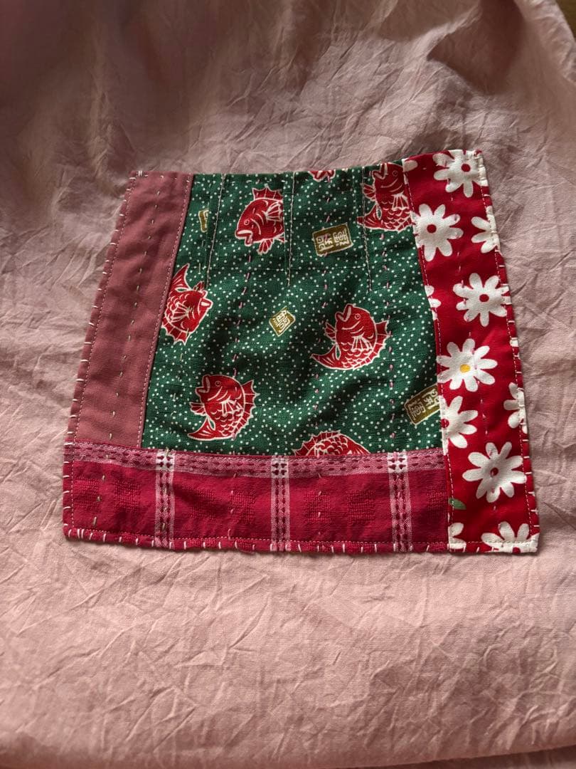 ちくちくもんぺパンツパッチワーク モーヴピンク色