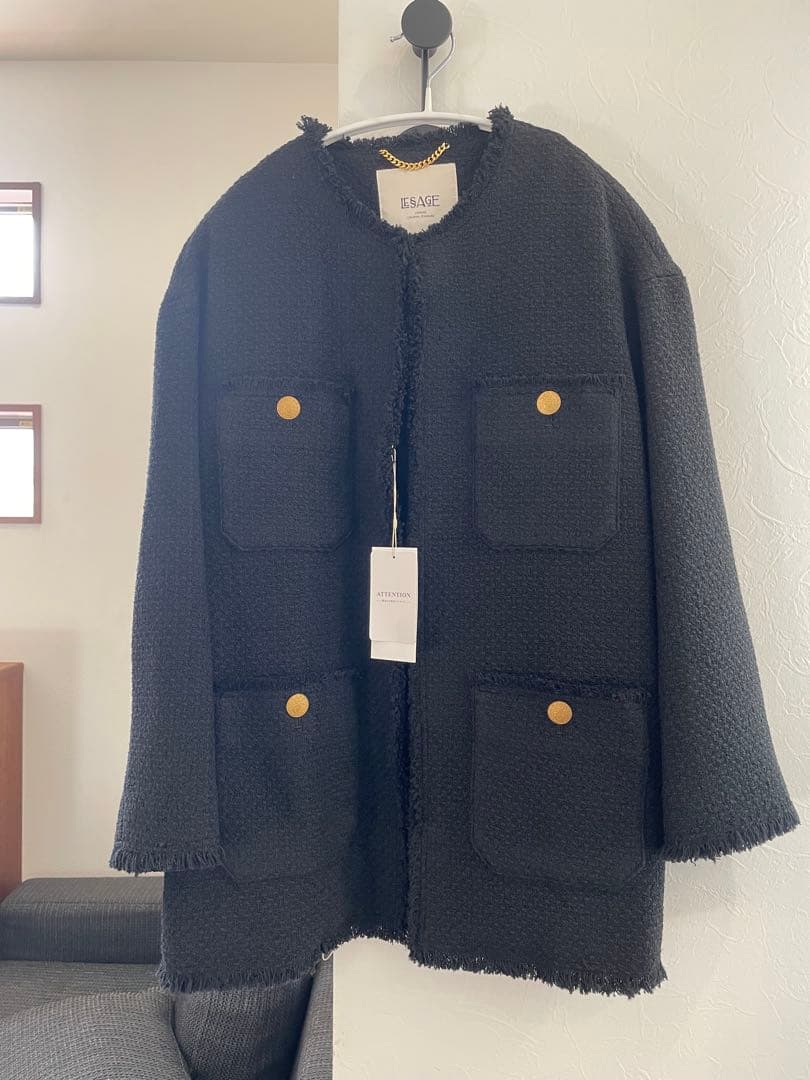 新品　L'ESSAGE GIOLICAツイードBIGジャケット　ブラック