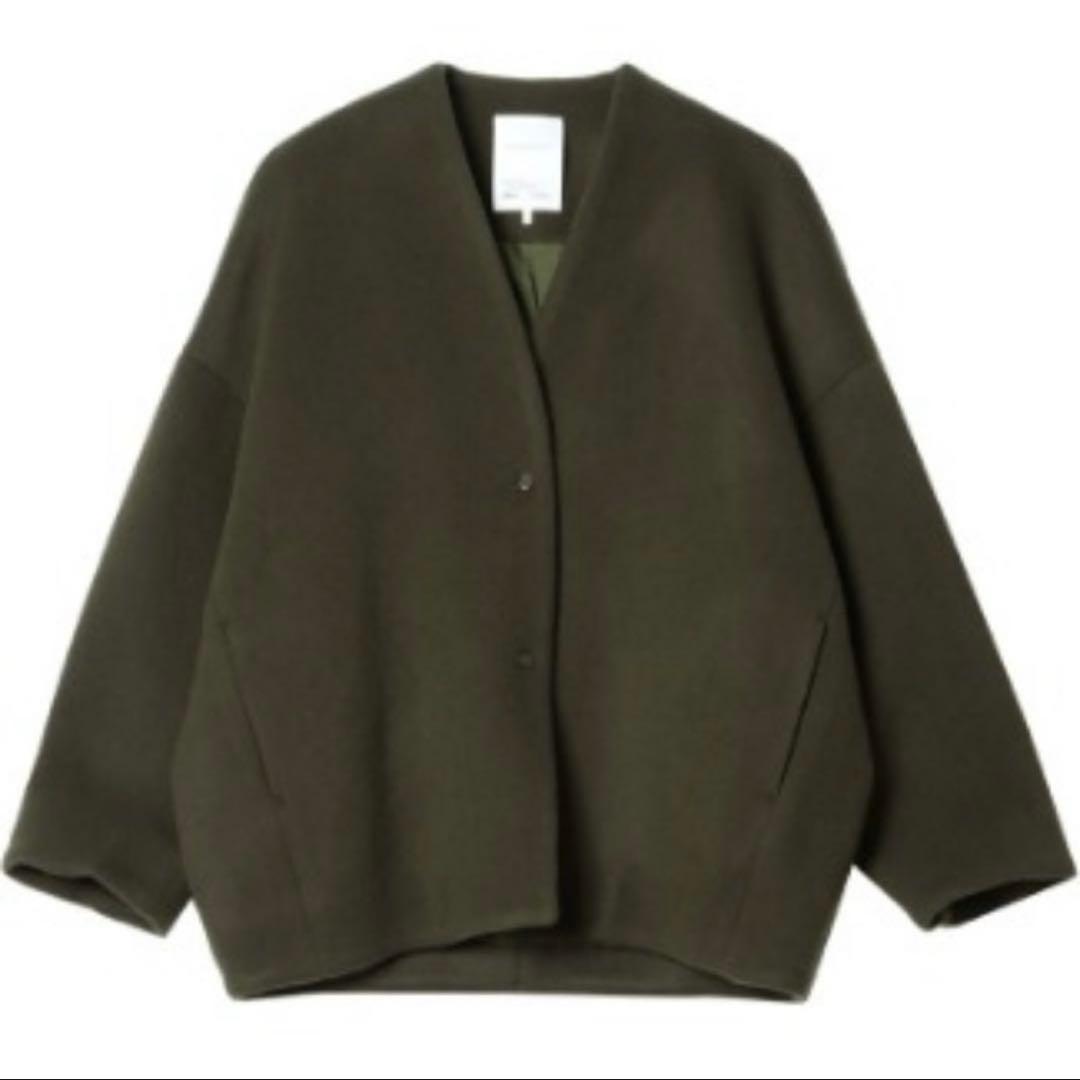 【美品】ELENDEEKフォルムショートウールコートMカーキ