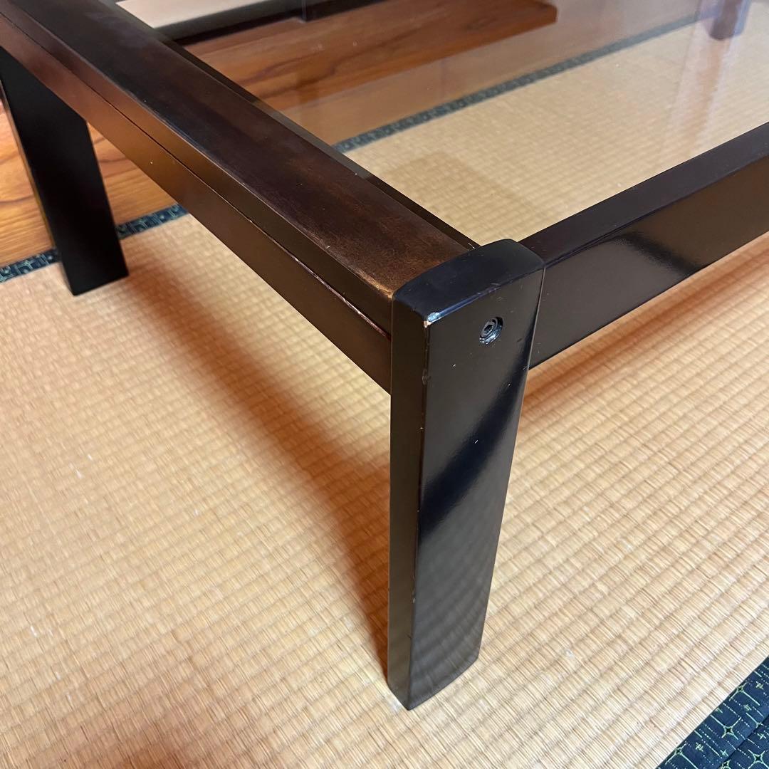 オールドカリモク　ガラストップローテーブル