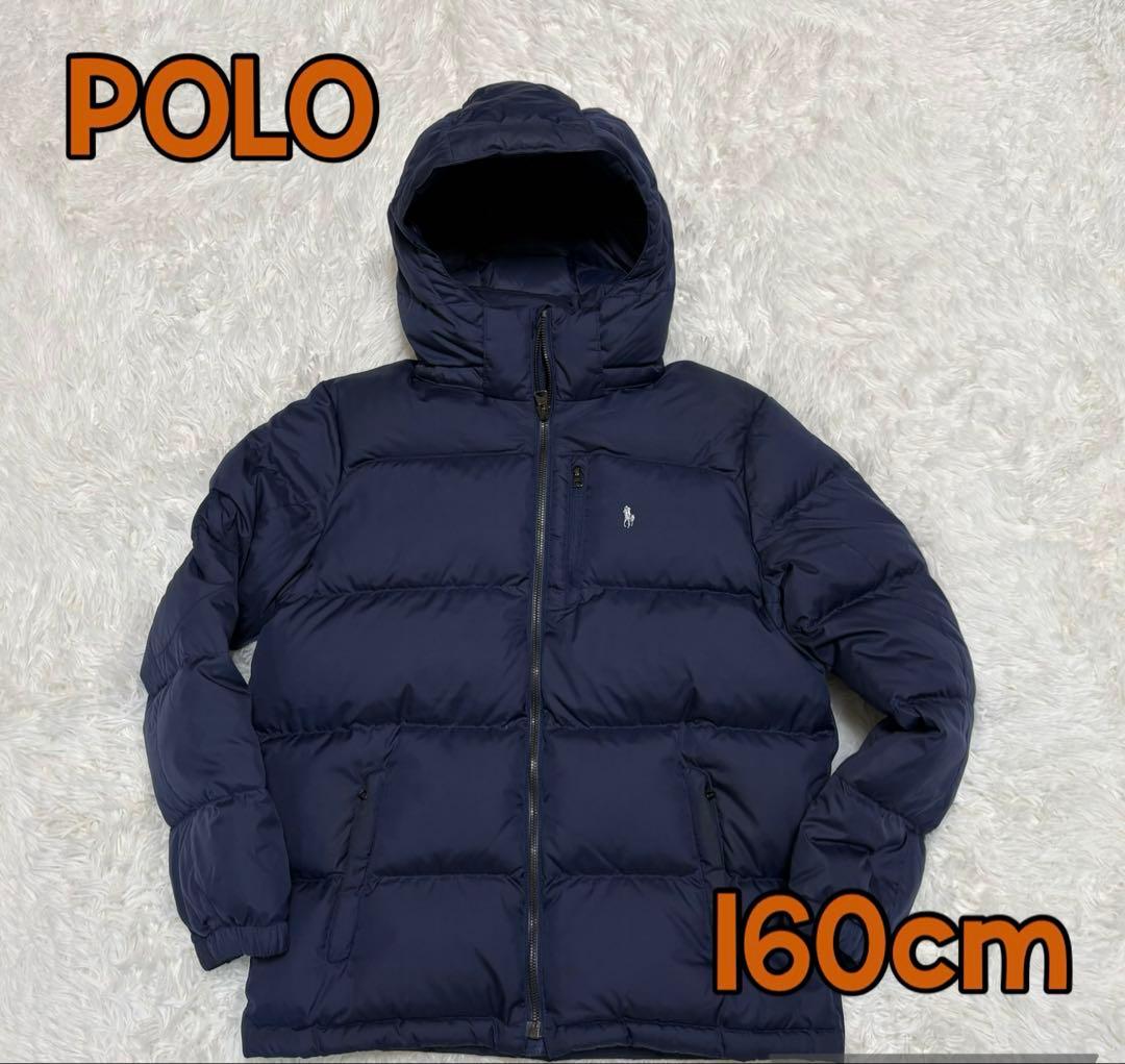 POLO ダウンジャケット ネイビー 160cm キルティング フード着脱可