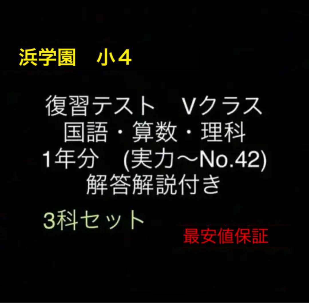 浜学園　小4　国語算数理科　Vクラス　復習テスト 実力〜No.42　解答解説付き