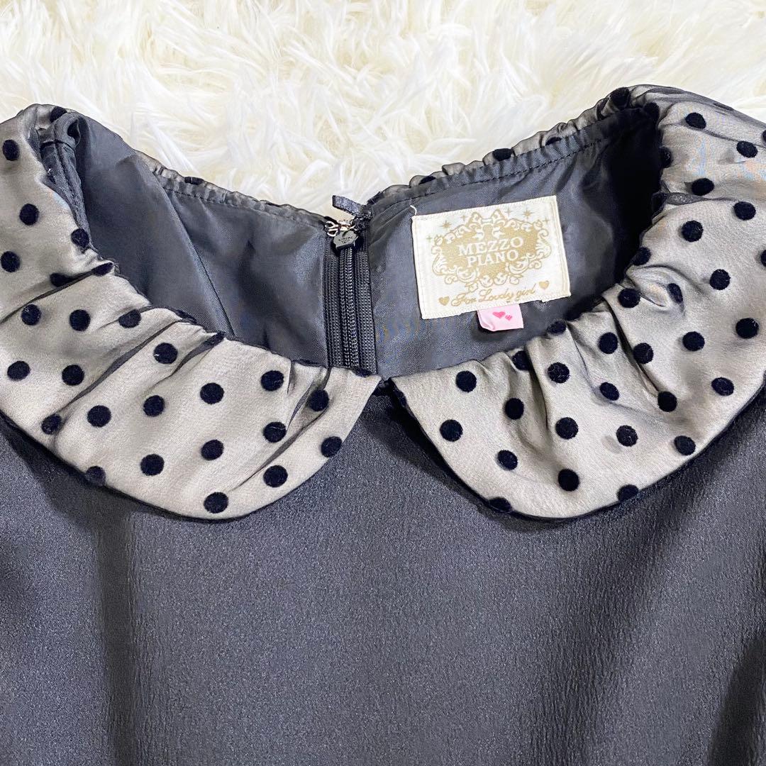 Mezzo Piano 半袖ワンピース 黒　レース　サイズ160 発表会　ドレス