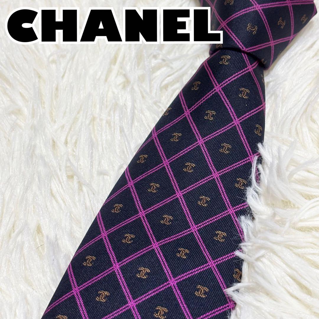 【ほぼ未使用】CHANEL ネクタイ　ココマーク　CC柄