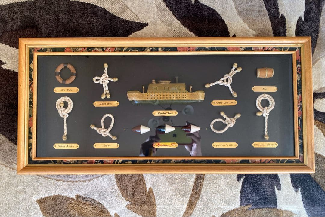 マリンロープ 結び 標本 額入り マリン 船舶 ヴィンテージ風 インテリア