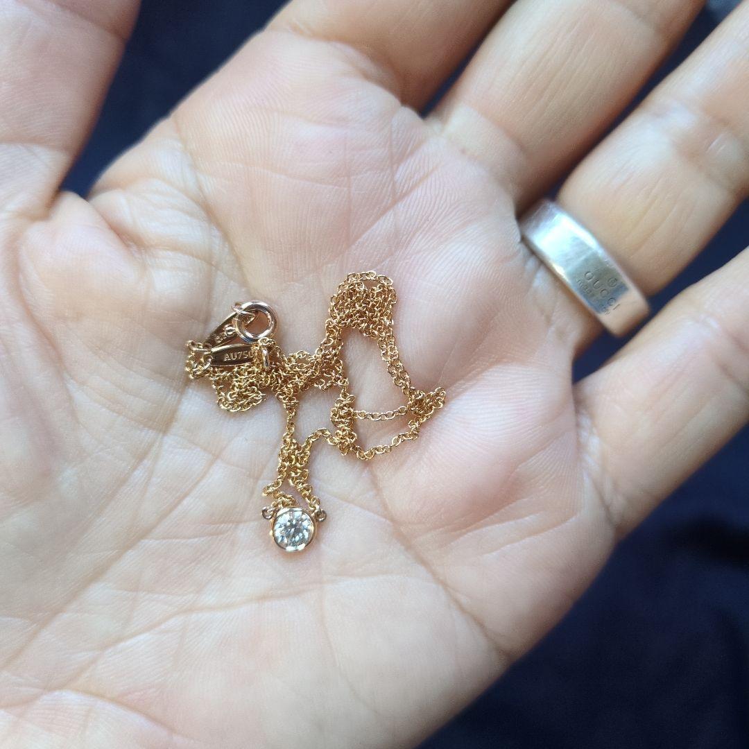 ティファニー バイザヤードネックレス 0.29ct 750 ローズゴールド 美品