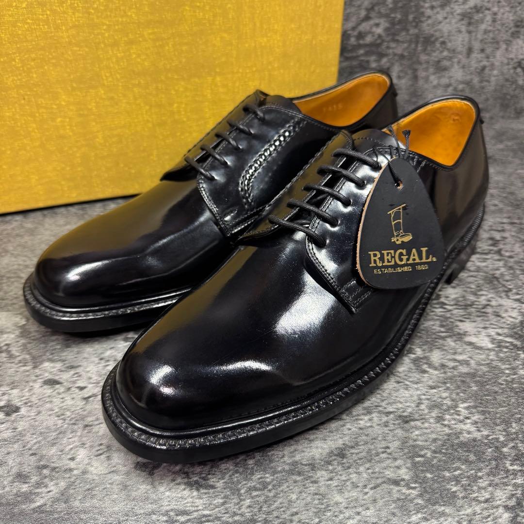 【新品未使用】REGAL プレーントゥ 2504 ガラスレザー ブラック 26