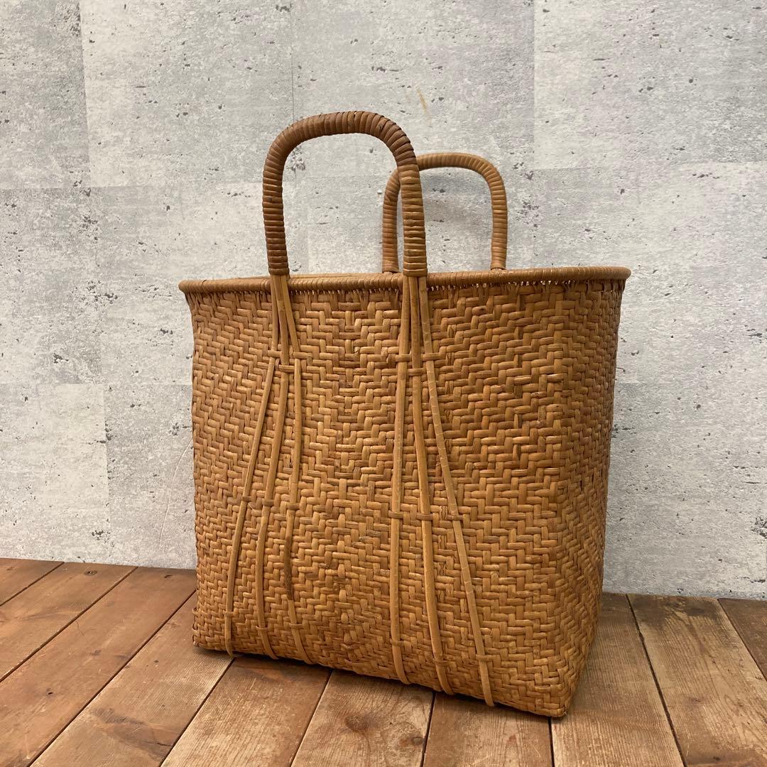 ヴィンテージ 竹かご 籠 カゴ かごバッグ 大きめ 大容量 バッグ バスケット