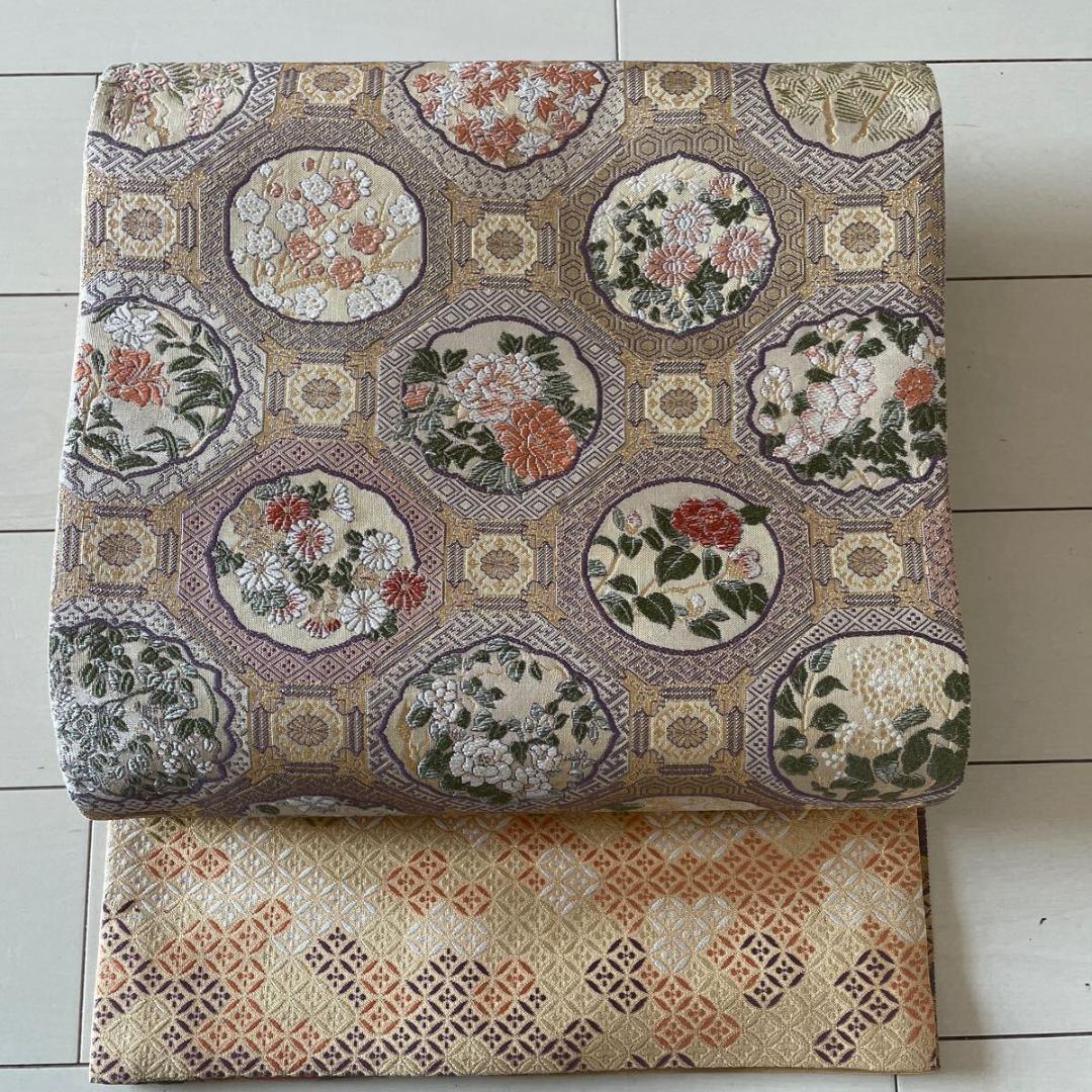 す*か様 ■C644■美品■正絹■リバーシブル　全通　燭光文様　荒磯花兎名物裂文