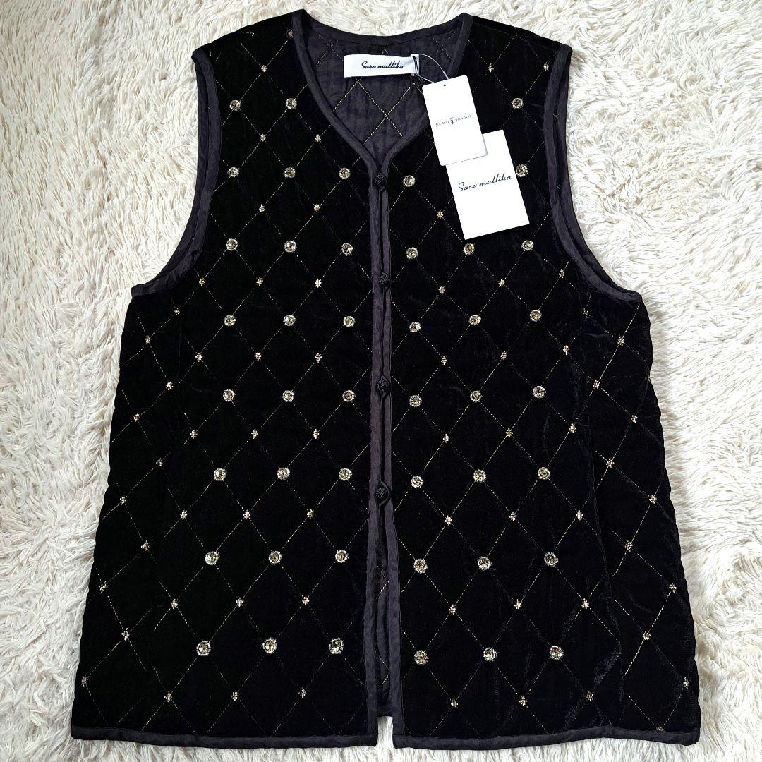 新品タグ付き 定価4.9万 24AW サラマリカ ベロア ビジュー ロングベスト