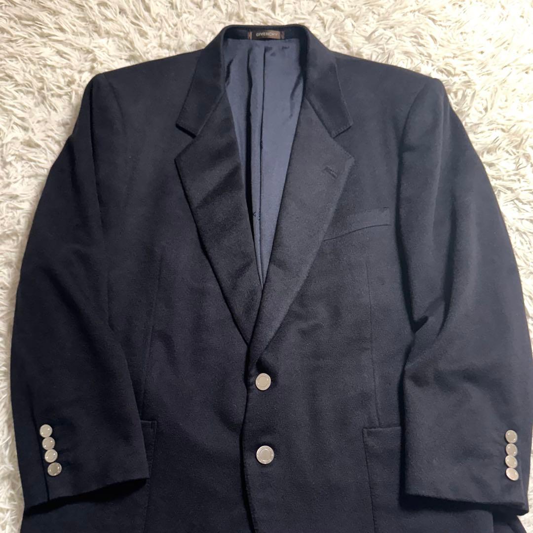 GIVENCHY カシミヤ100% テーラードジャケット　銀ボタン ネイビー