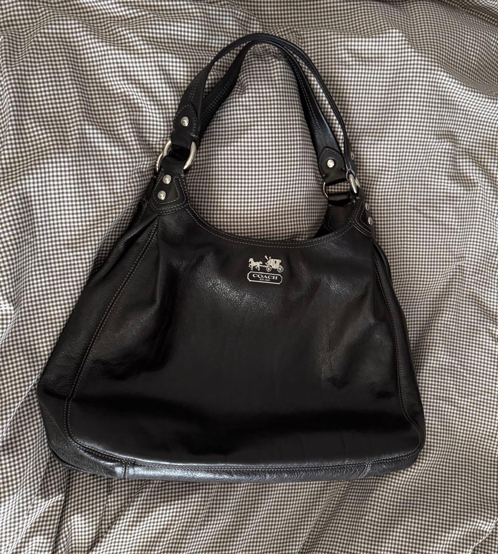 COACH 黒　レザー　ショルダーバッグ