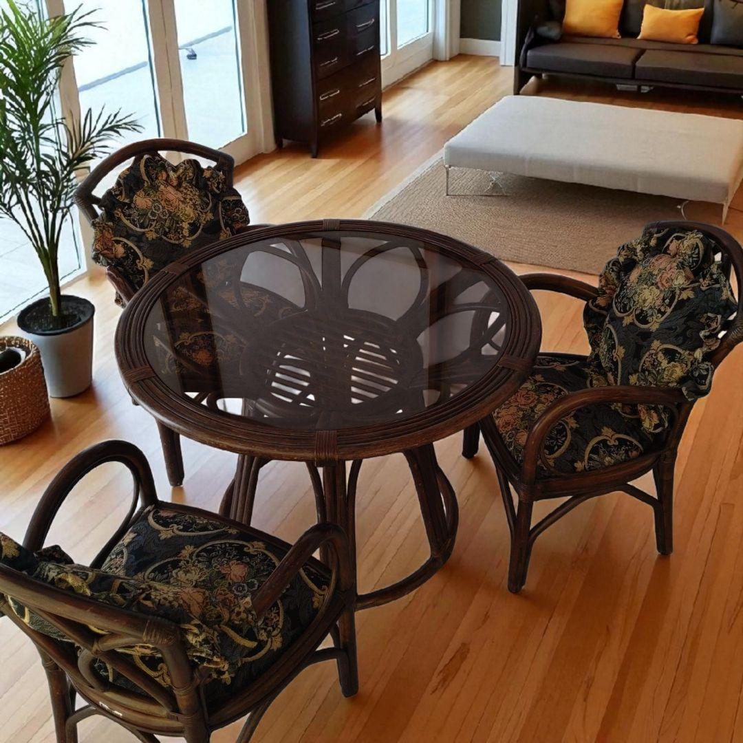 ラタンテーブル　ガーデンテーブル　机 ガラステーブル