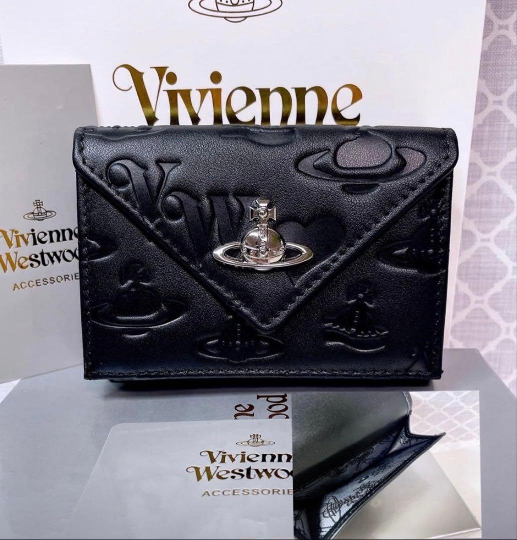 【内柄も素敵☆最新】Vivienne Westwood 三折財布 黒マット
