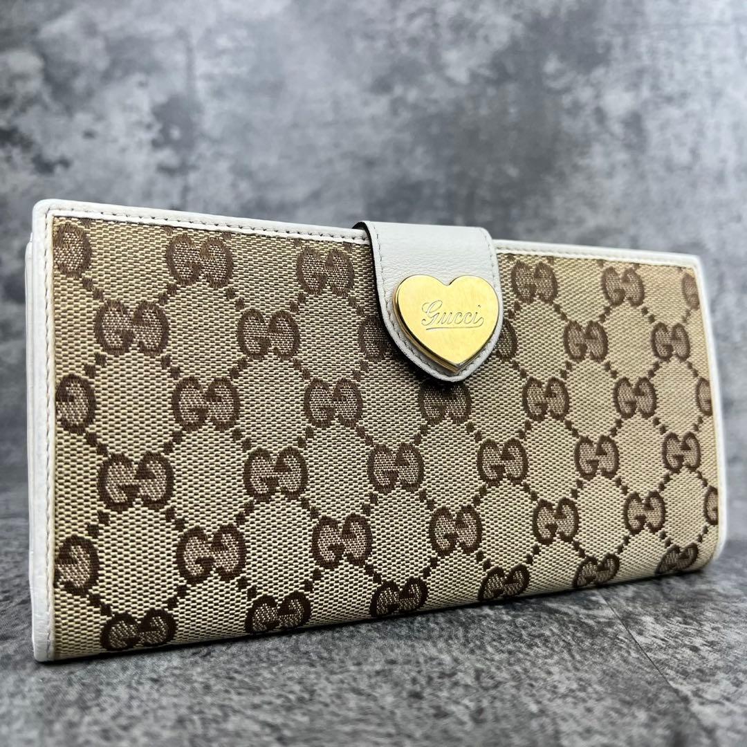 GUCCI ラブリーハート GGキャンバス 長財布 Wホック