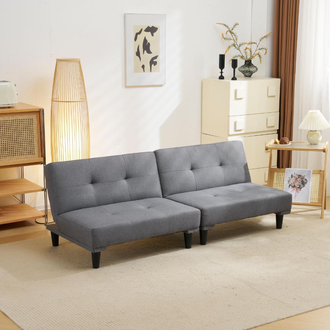 ソファベッドロータイプ 2人リクライニングソファ 背もたれ 3段階 グレー