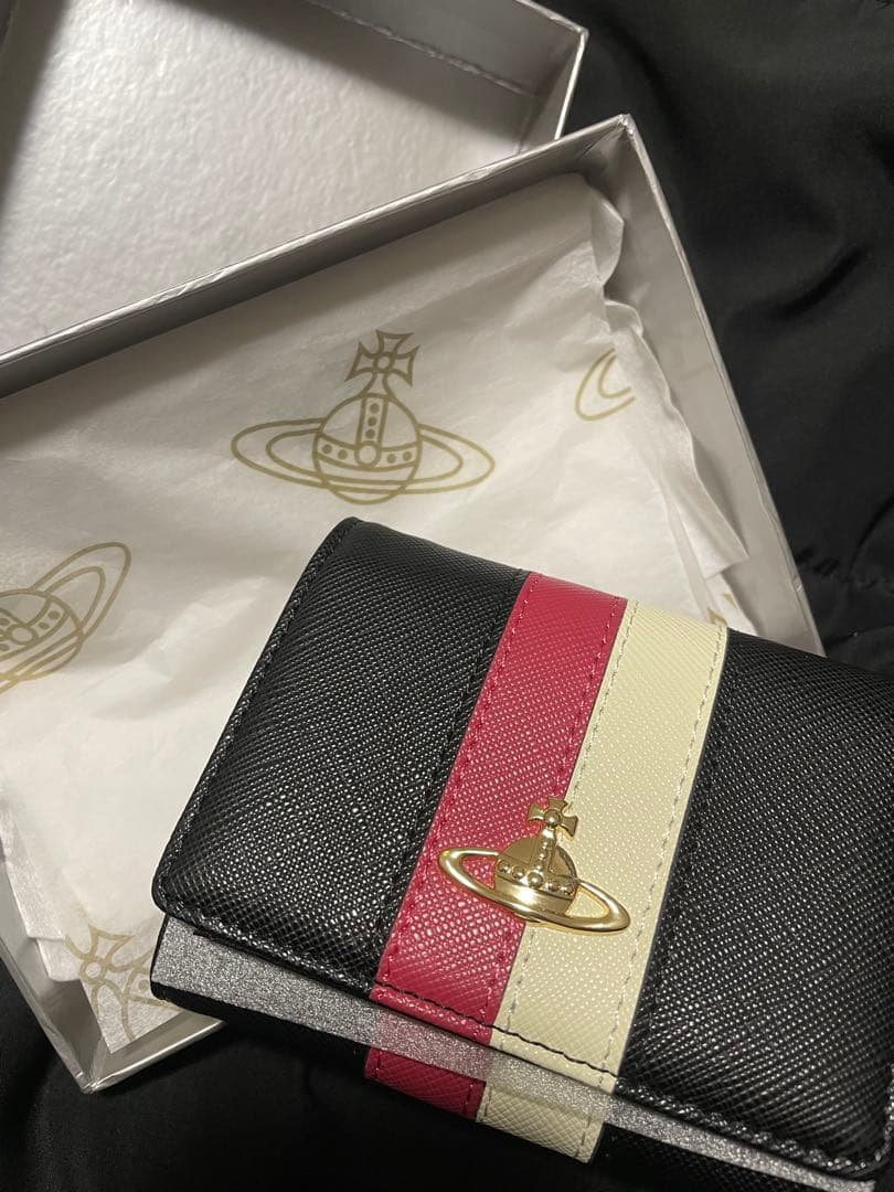 Vivienne Westwood　ブラックピンク白　財布　三つ折り
