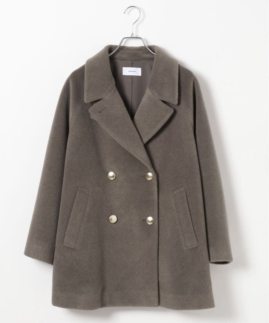 軽やかストレッチ襟2WAY ミドルコート ブラウン　グローバルワーク