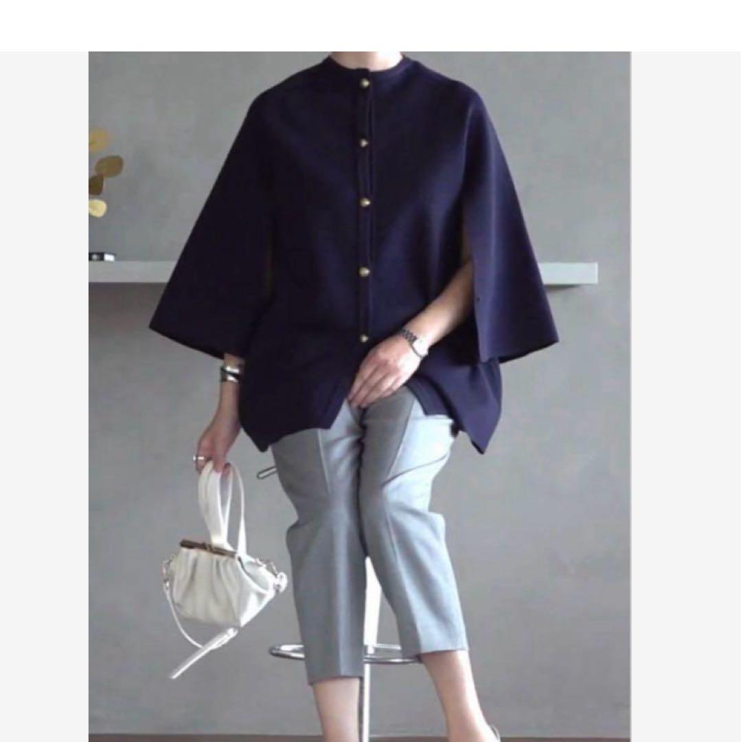 O wau no オアーノ ケープカーディガン　 MLサイズ　ネイビー