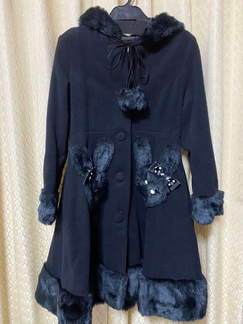 マキシマム　うさ耳フードコート　黒 ロリータ うさぎ