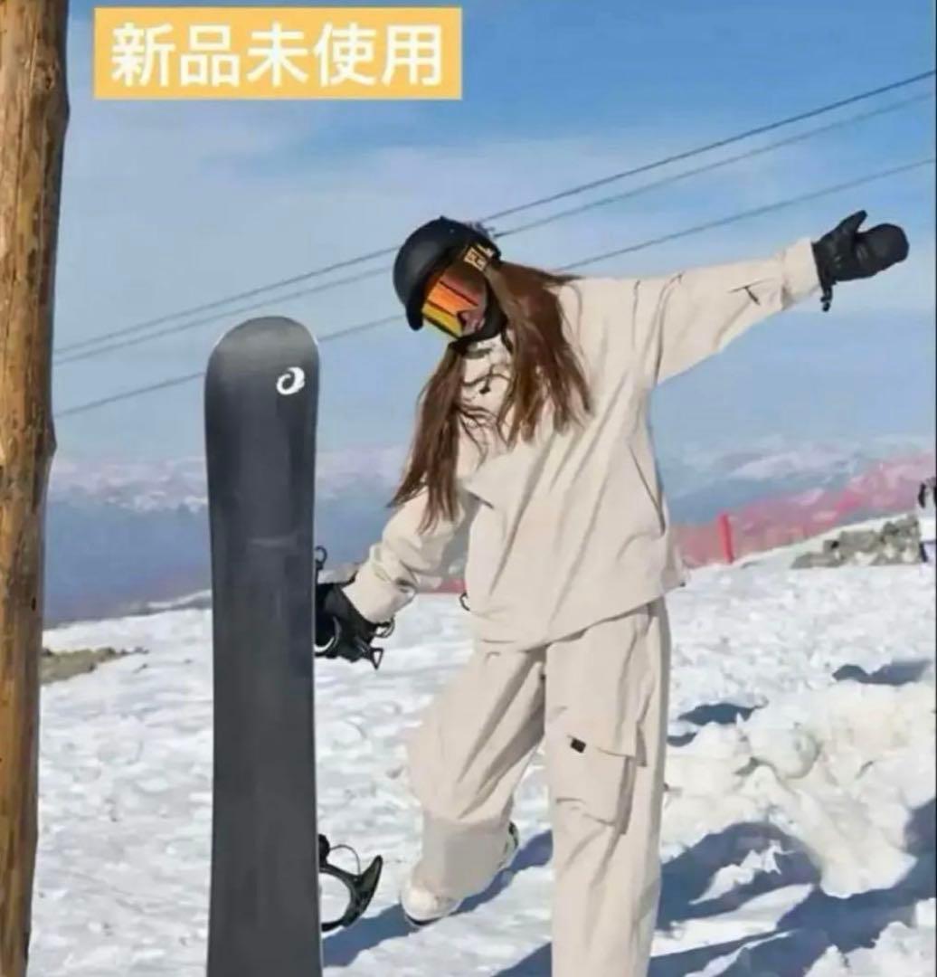 スキー スノーボード スノボ ウェア ホワイトベージュ 上下セット 男女兼用 M