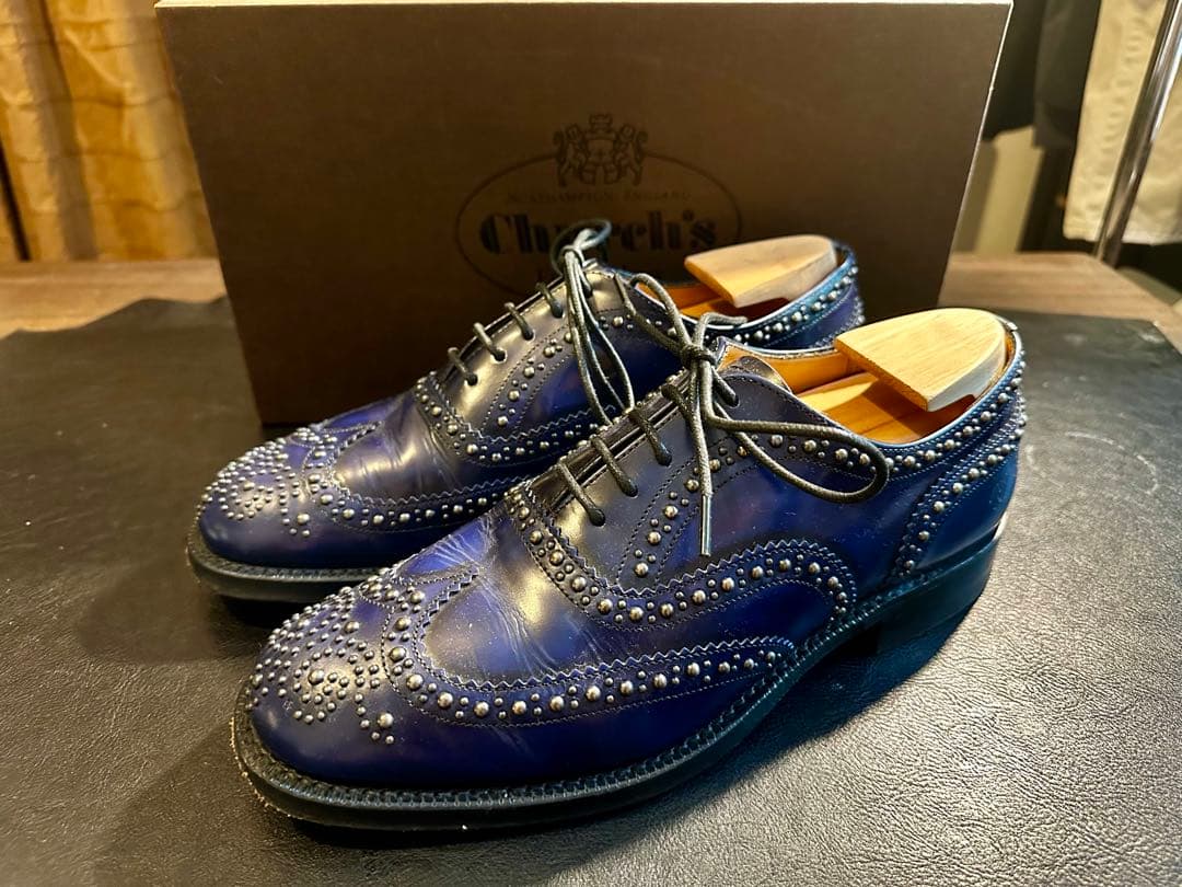 F*e様 Church's バーウッド2Sスタッズ ドレスシューズ　コバルト70