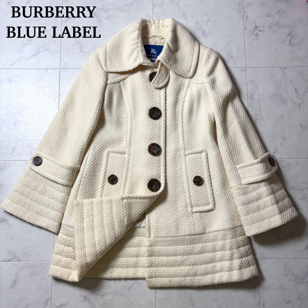 バーバリーブルーレーベル ツイード フレア袖 Aライン コート 38