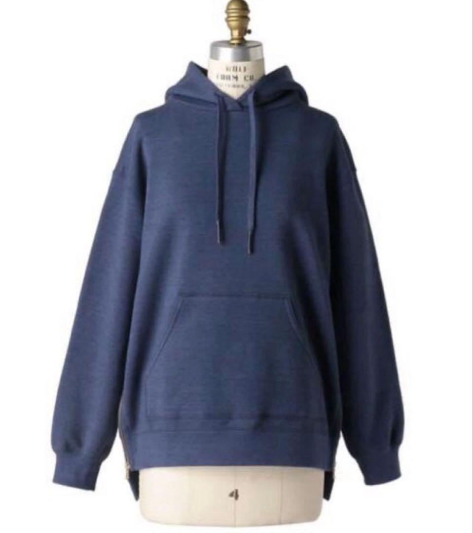 お値下げ！【Drawer】コットンパーカー フーディー カシミヤ ブルー系 2