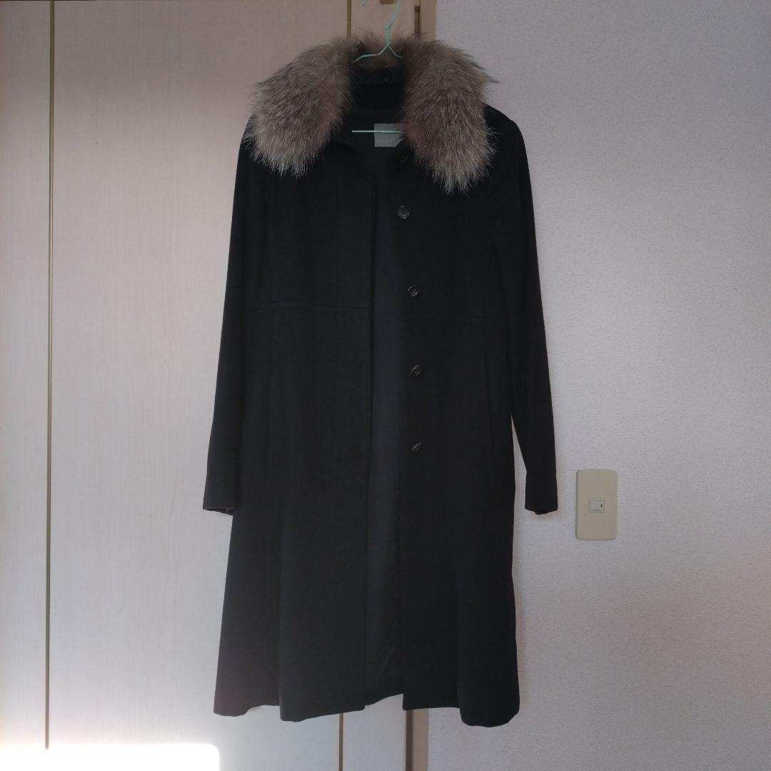 美品　セオリーリュクス　カシミヤロングコート　フォックスファー