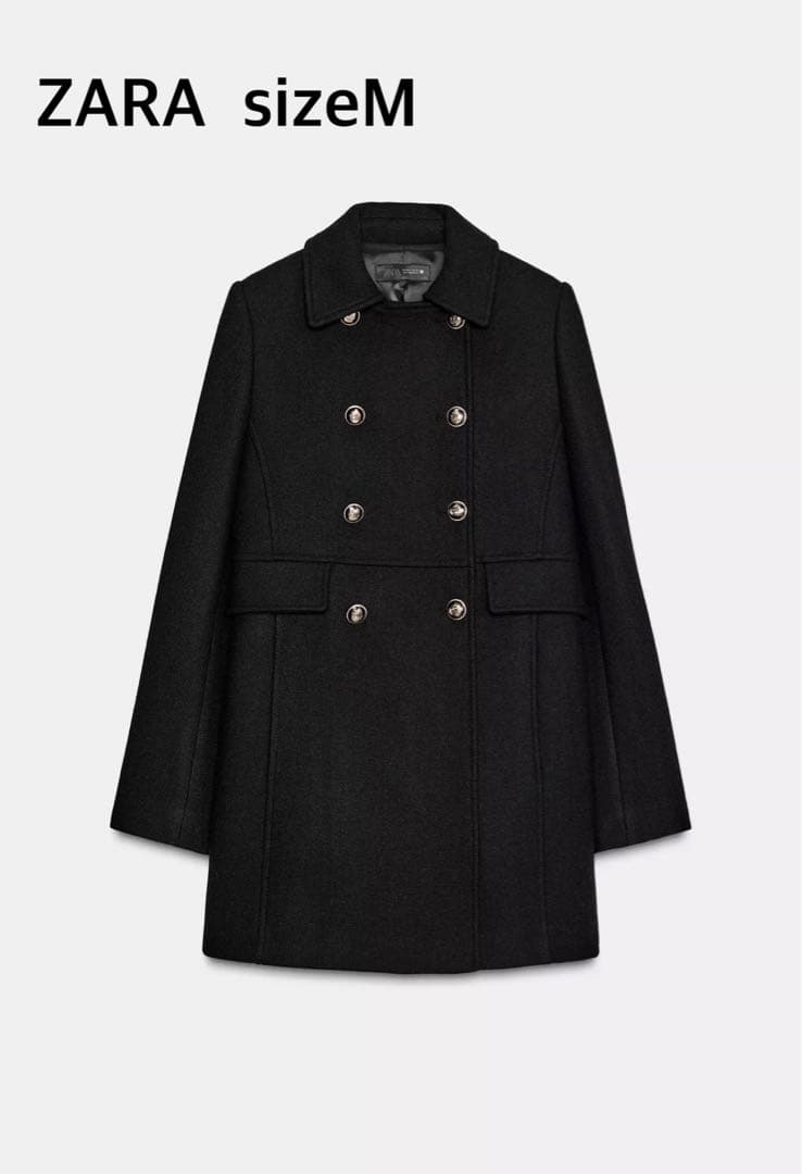 ZARA ウール混紡ショート丈ダブルブレストコート　サイズM