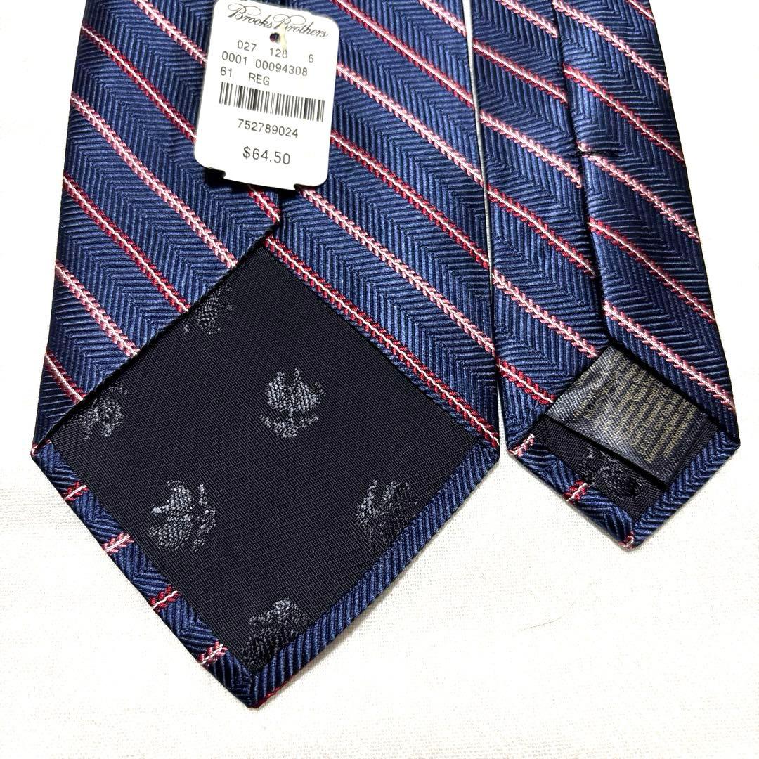 新品タグ付　ブルックスブラザーズ　ネクタイ　ネイビー　ストライプ　USAタグ