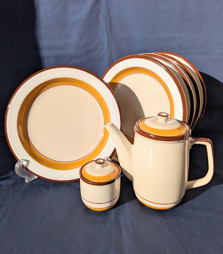 ストーンウェア　ASAKE SOLAR　大皿5枚＆ティー／シュガーポット組合わせ