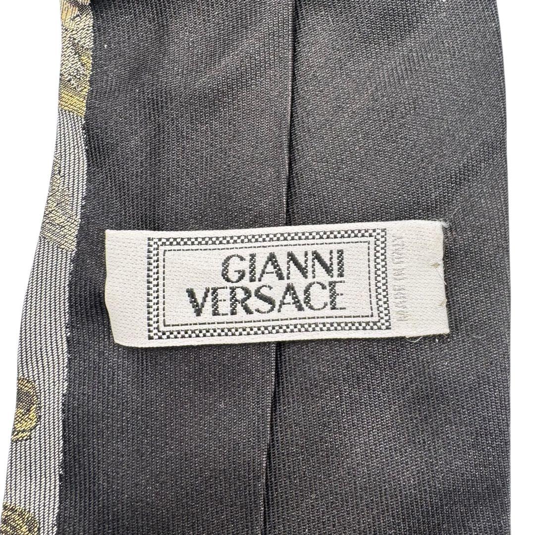 GIANNI VERSACE ヴェルサーチ ネクタイ ジャガード 黒 シルク