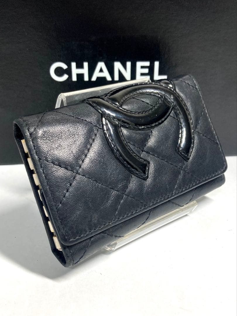 CHANEL シャネル　カンボンライン　レザー　6連キーケース ブラック