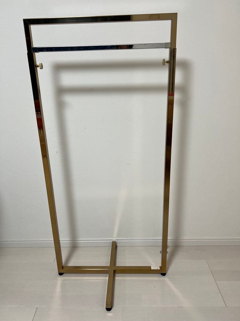 【美品】ヒロタ（株）ゴールド ハンガーラック 高さ調節可能